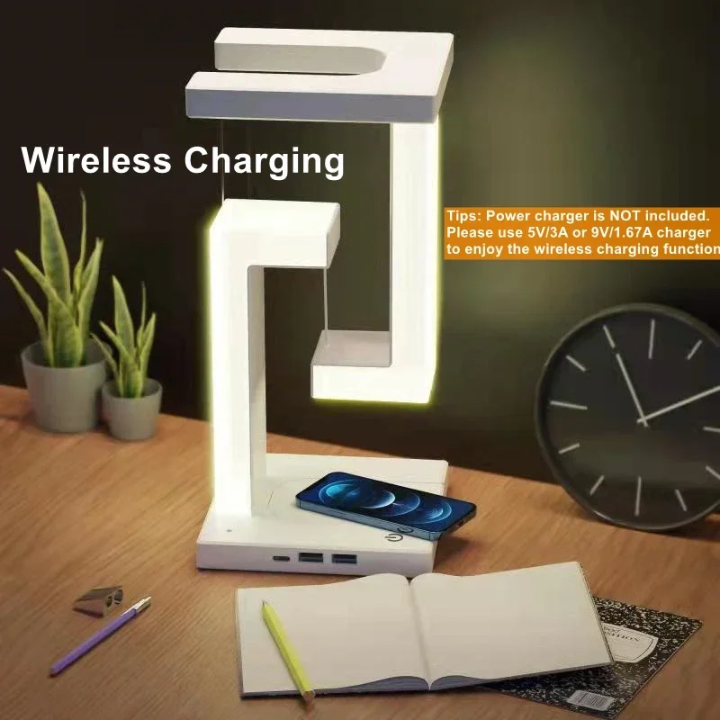 Novelty floating lamp with 4W  detachable wireless charger decorative light for bedroom/office