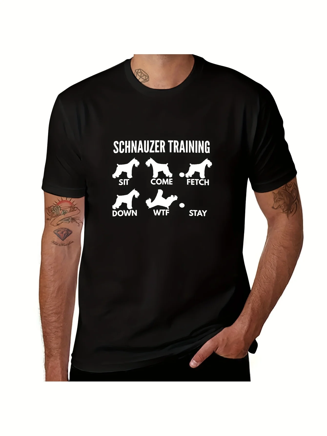Футболка «Шнауцерская тренировка»-гигантская футболка «Шнауцерские трюки», винтажная футболка с рисунком, тяжелые весы, топы больших размеров, забавные футболки для мужчин