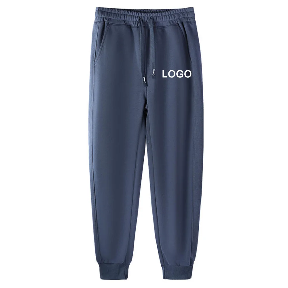 Pas uw logo aan, katoenen joggingbroeken voor de lente en de herfst, hoogwaardige gebreide joggingbroeken met manchetten, stijlvolle fitnesshardloopbroeken - afbeelding 1