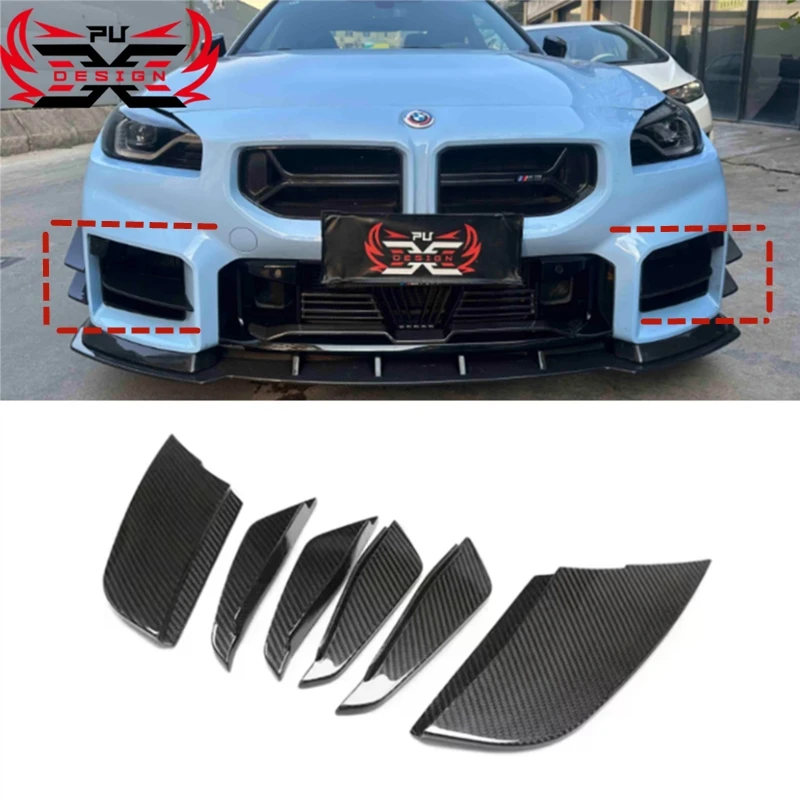 Wholesale For BMW M2 G87 AC Style Dry Carbon Fiber Front Canards 6 Pieces Front Bumper Spoiler Body kit