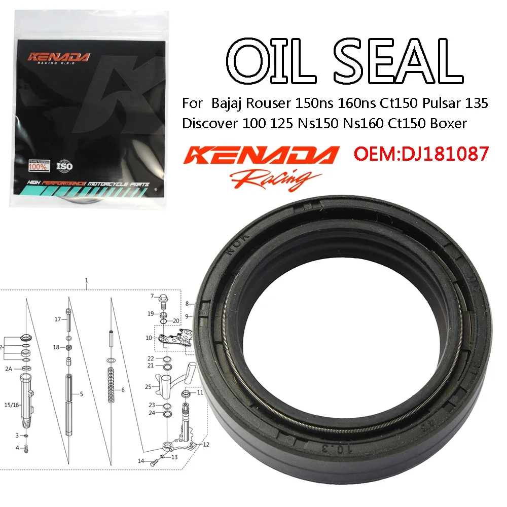 

KENADA Racing Oil Seal Fr Fork For Bajaj Rouser 150ns 160ns Ct 150 Pulsar 135 Discover 100 125 Ns150 Ns160 Ct150 Boxer DJ181087