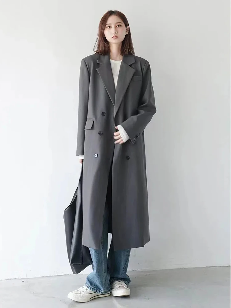 Jmprs Long Trench Women Leisure Streetwear Office Lady All-Match Elegant Spring Temper Overcoats Minimalist Harajuku Windbreaker