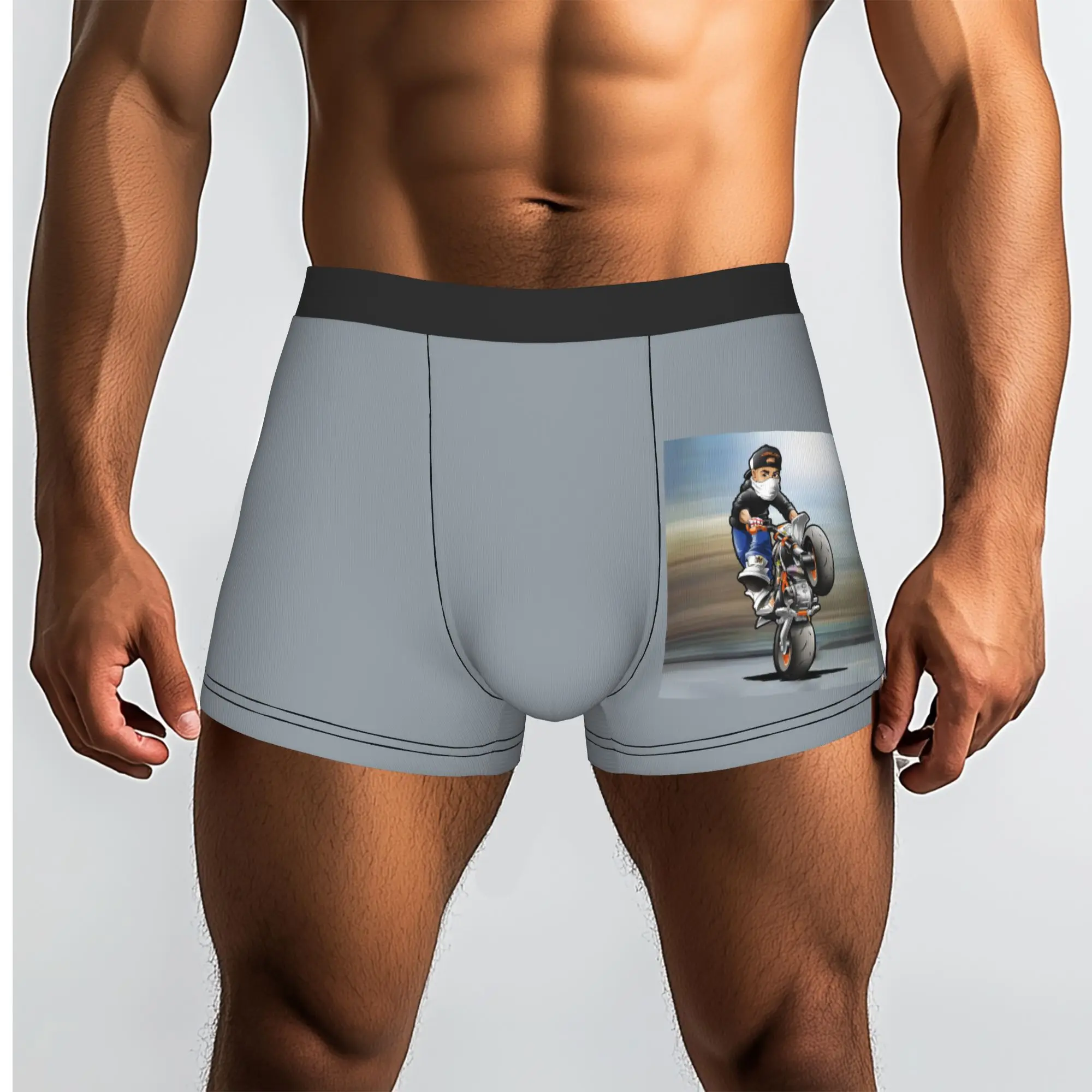 Custom Cartoon Motorcycle Boxers Shorts Mens Stunt Sport Mobile Bike Pattern Briefs Underwear Fashion Underpants
