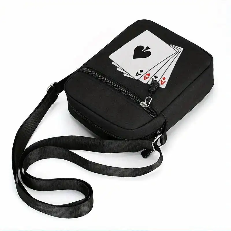 Ace of Spades Poker Canvas Shoulder Bag Crossbody Bag Stylish Accessory for Travel Daily Sports with Zippered Pocket for Storage view 2