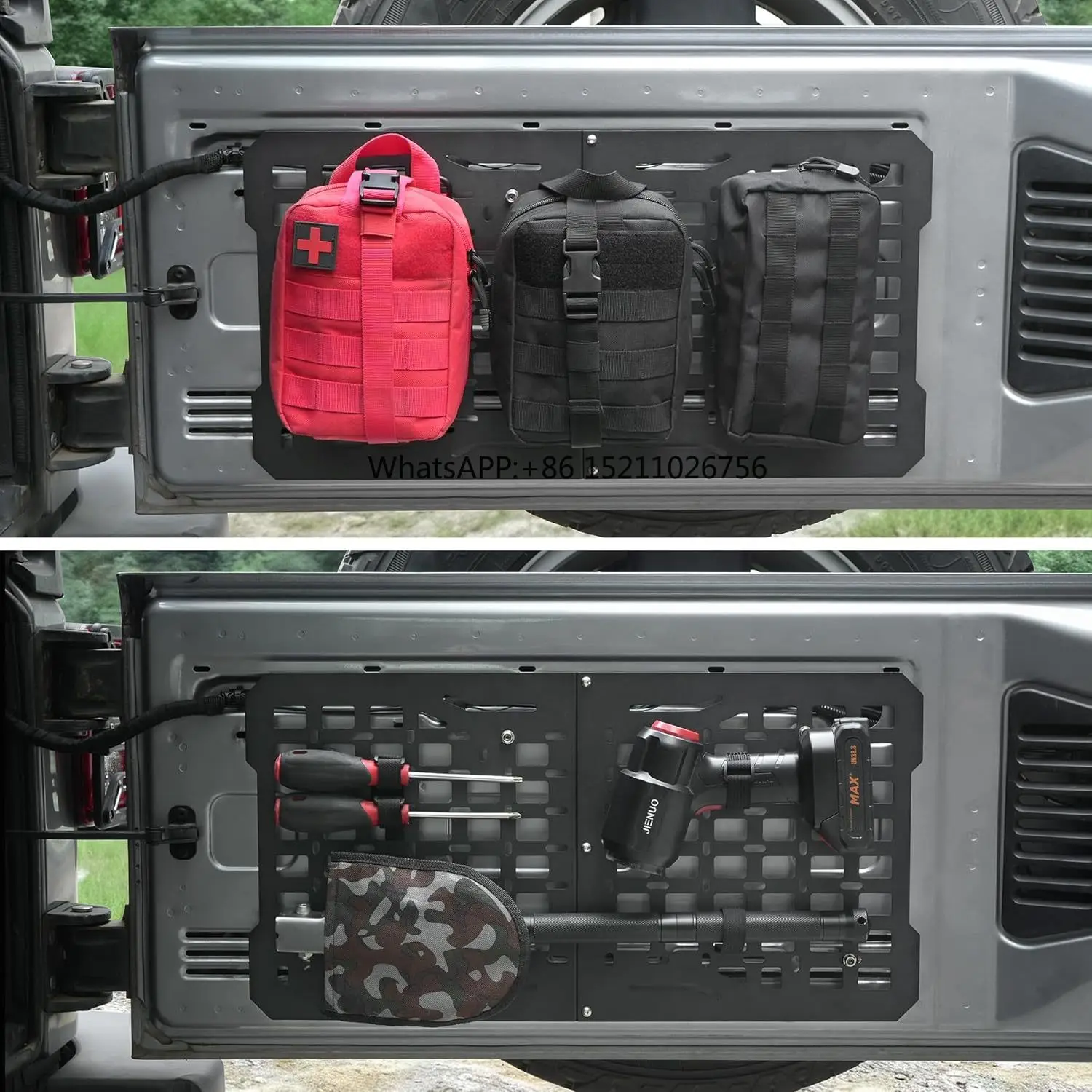 Rear Tailgate Molle Panel for Jeep Wrangler JK Accessories Tactical Storage Panel Rack for Jeep Wrangler