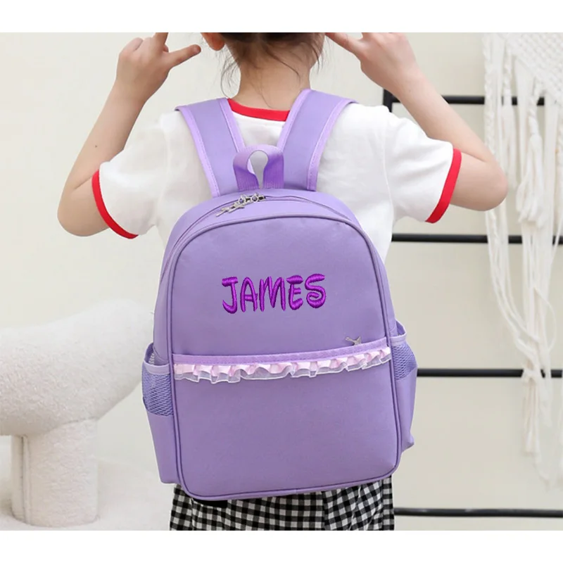 

Personalized Girl Dance Bag Custom Name Nylon Backpack Pink Ballet Little Girl Storage Bag Sequin Decoration Child's School Bag