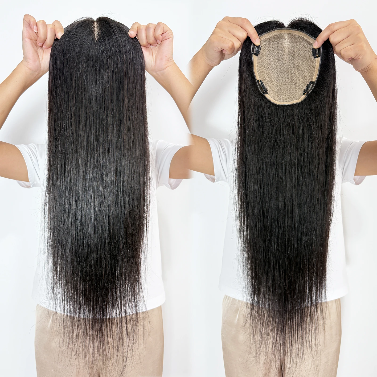 قاعدة الحرير توبر للنساء 16x18 سنتيمتر الشعر التمديد كامل اليد تعادل مع 26 "شعر ريمي توبر ارتداء اليومي خفيفة الوزن