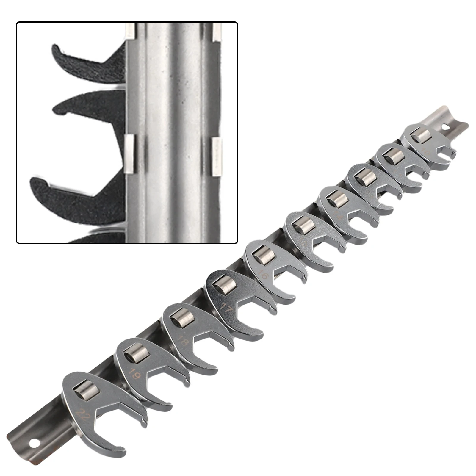 10Pcs 3/8 Inch Drive Crowfoot Wrench Set 10 to 22mm Metric Open End Spanner for Torque Wrench Keys image 6