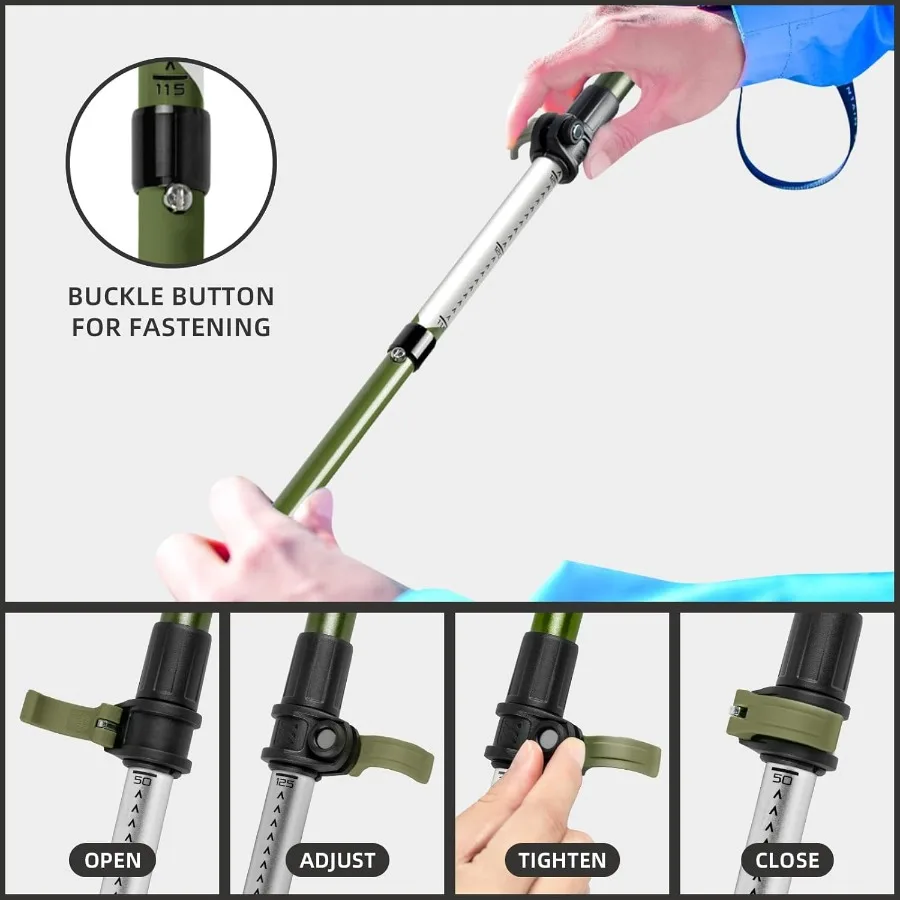 أقطاب الرحلات، أقطاب المشي لمسافات طويلة القابلة للطي، أعواد المشي خفيفة الوزن ومدمجة مع ارتفاع قابل للتعديل للرجال والنساء #6