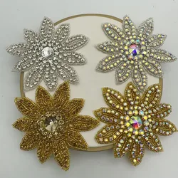 1PCS  Rhinestone flower Applique patches Iron on/sew on wedding dress accessories For Clothes Decoration