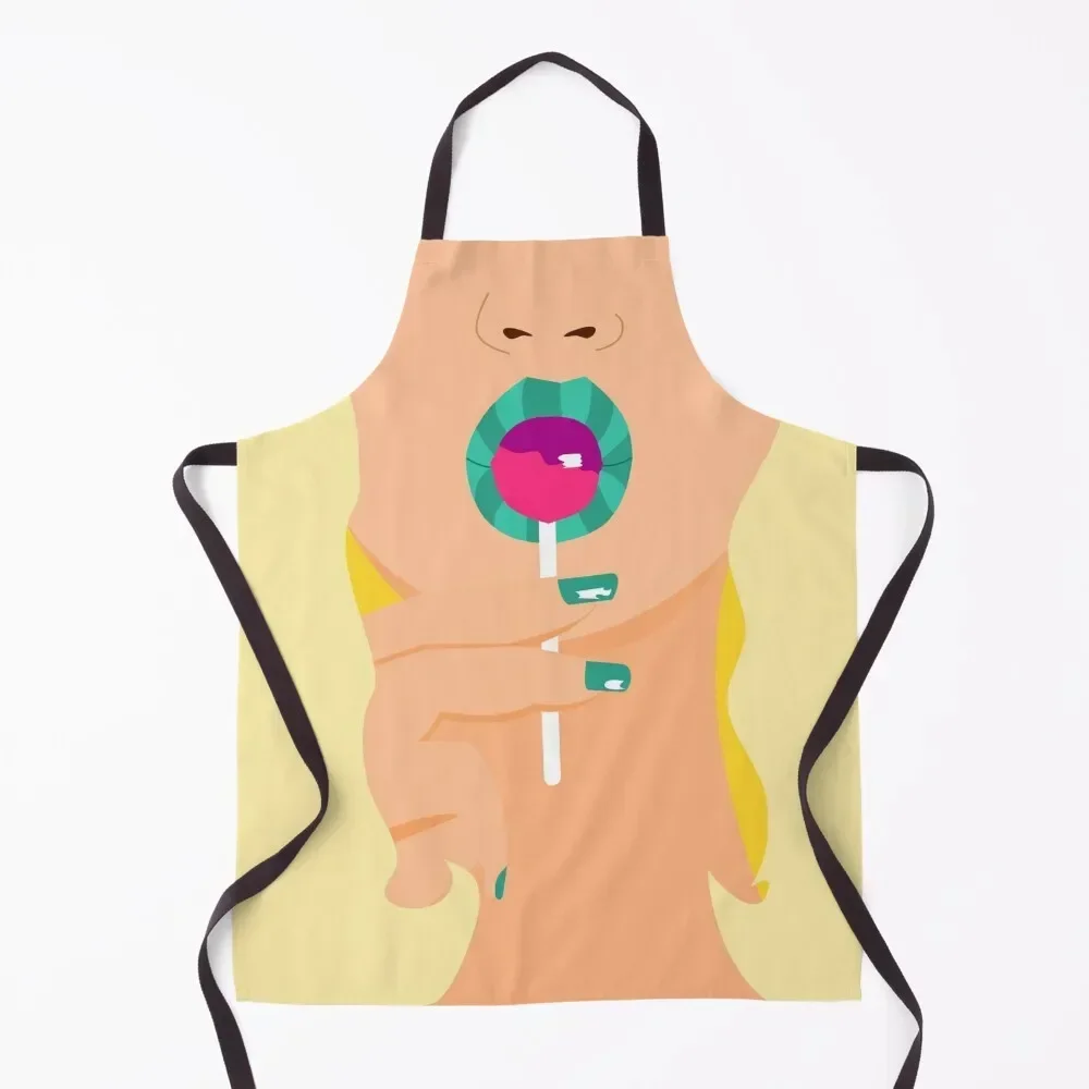 

Blonde Pop Art Girl - Lollipop Lips Apron Kitchen Handle For Women Kitchen Things For Home Apron