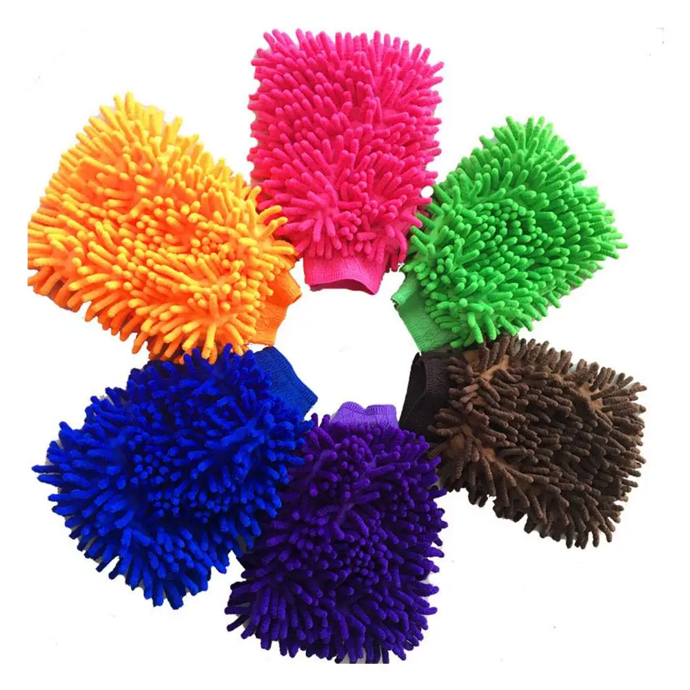 Random Color Car Cleaning Gloves Ultrafine Fiber Chenille Microfiber Car Wash Soft No Scratch Glove for Car Styling Accesso U7O8