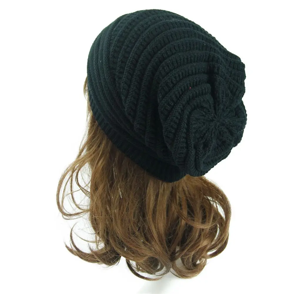 

Hip Hop Striped Crochet Baggy Ski Cap Knitted Hat Beanie Hat