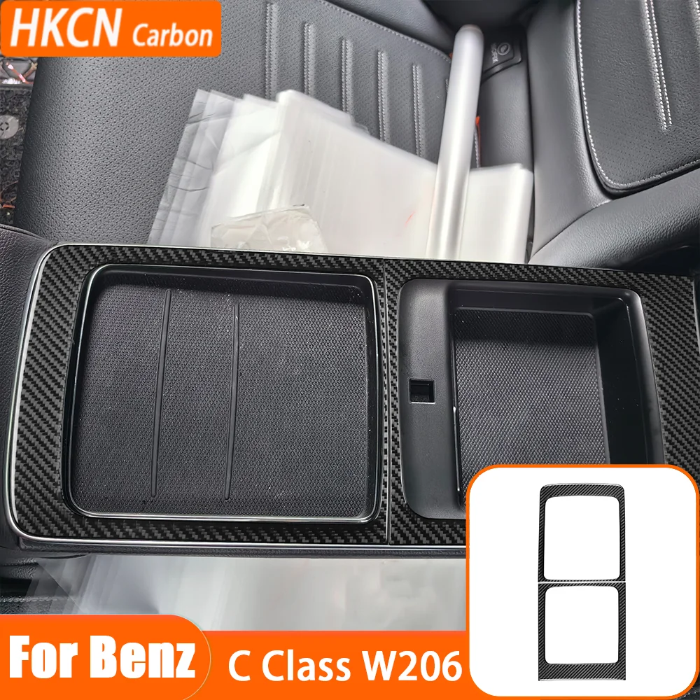 

For Benz C-Class W206 2022+ Car Accessories Rear Armrest Box Outer Frame Panel Decals Carbon Fiber Interior Sticker Modification