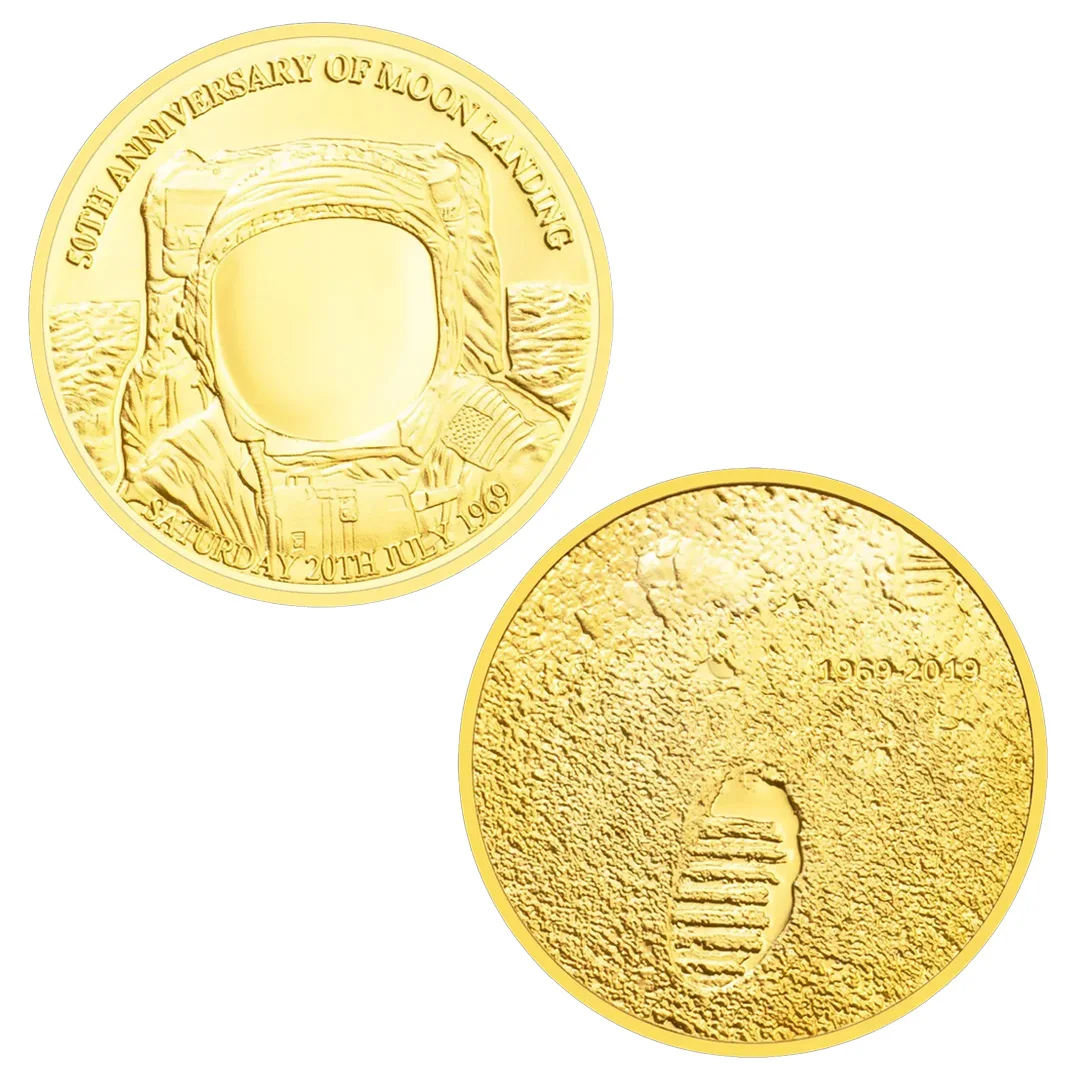 الذكرى الخمسين للذكرى الخمسين للولايات المتحدة لهبوط القمر تذكارية للعملات المعدنية المطلية بالذهب مجموعة هدايا تذكارية #3