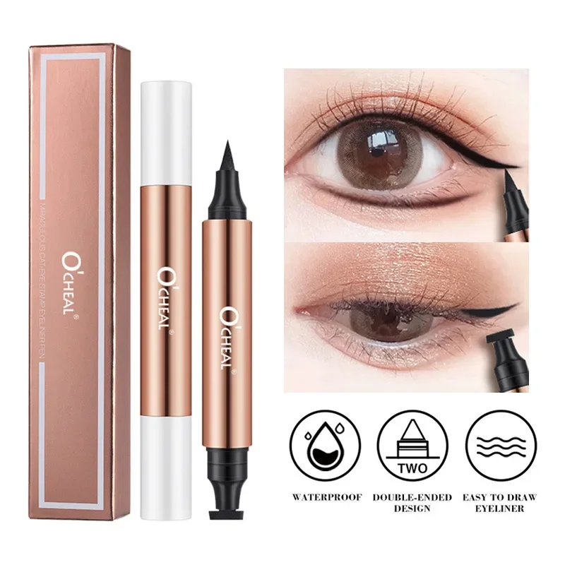 OCHEAL Eyeliner Stamp Black Liquid Eyeliner Pen Waterproof Fast Dry Dual Head Eye Liner Pencil Make-up for Women Cosmetics Tool