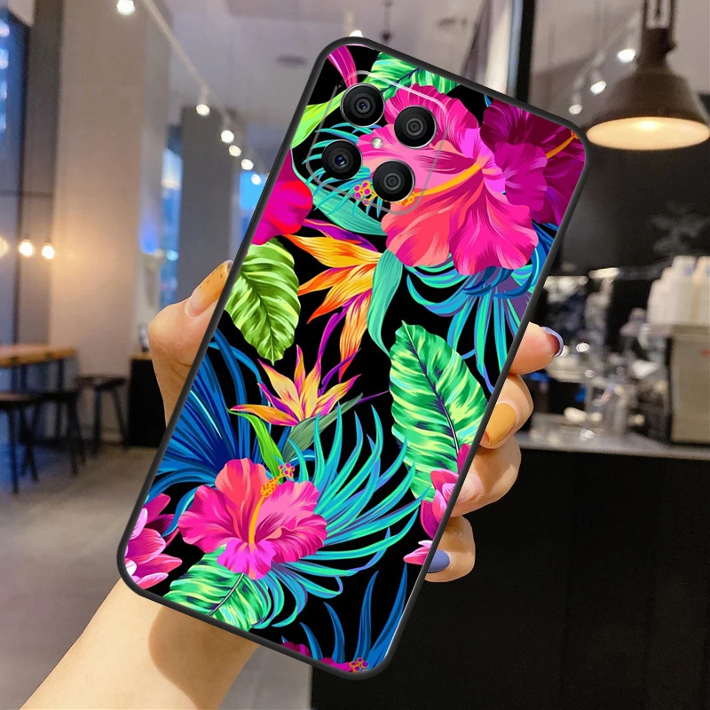 Tropical aloha Hibiscus  pattern Phone Case For Huawei P30 P20 P40 Lite P50 Pro P Smart 2019 Nova 5T Honor 50 X8 X9 Cover