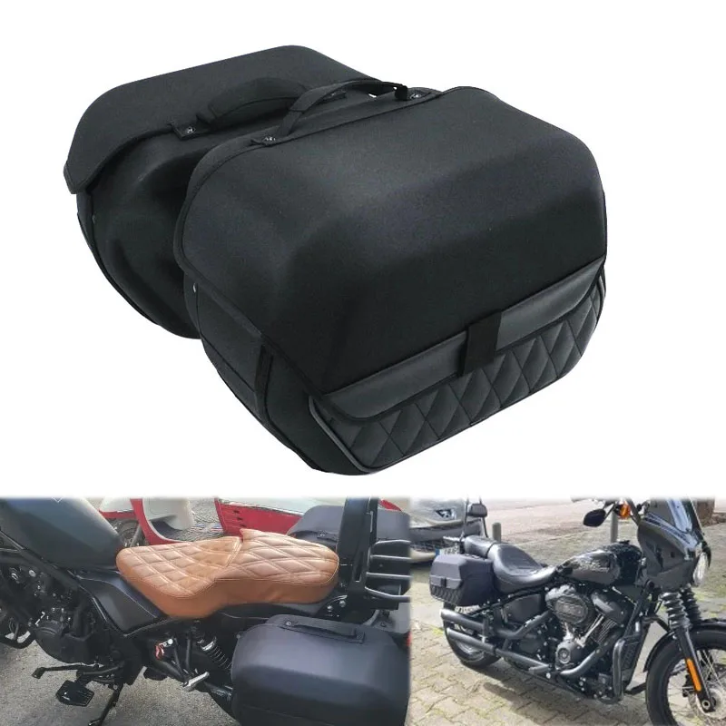 

For Harley Softail Slim FLSL 2012-2017 Motorcycle Side Saddlebags PU Leather Waterproof Saddle Bag Luggage Storage