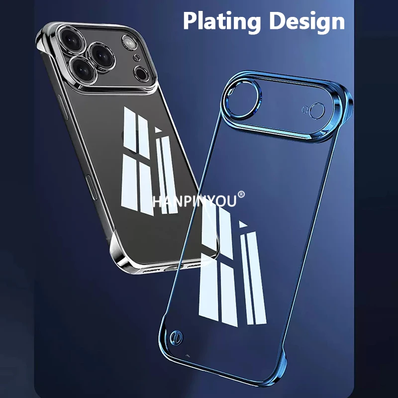 حافظة شفافة بدون إطار مطلية فاخرة لهاتف أبل آيفون 17 برو ماكس 17 إير رفيعة للغاية لحماية الكاميرا غطاء صلب من البولي كربونات #3