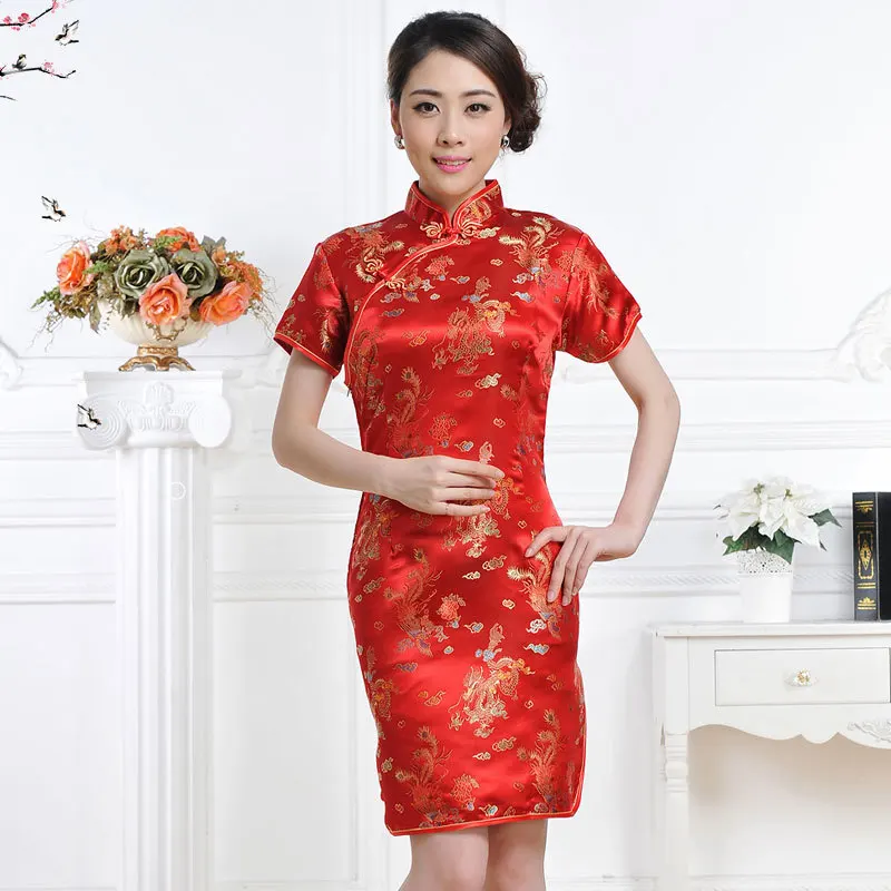 

2023 New Qipao Brocade Dragon and Phoenix Cheongsam Large Size Chinese Style Retro Traditional Women's Cheongsam Big Red