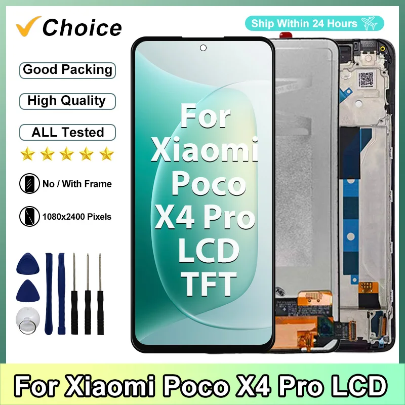Super TFT For Xiaomi Poco X4 Pro 5G LCD Digitizer Assembly For Poco X4 Pro Display 2201116PG Display Touch Screen Replacement
