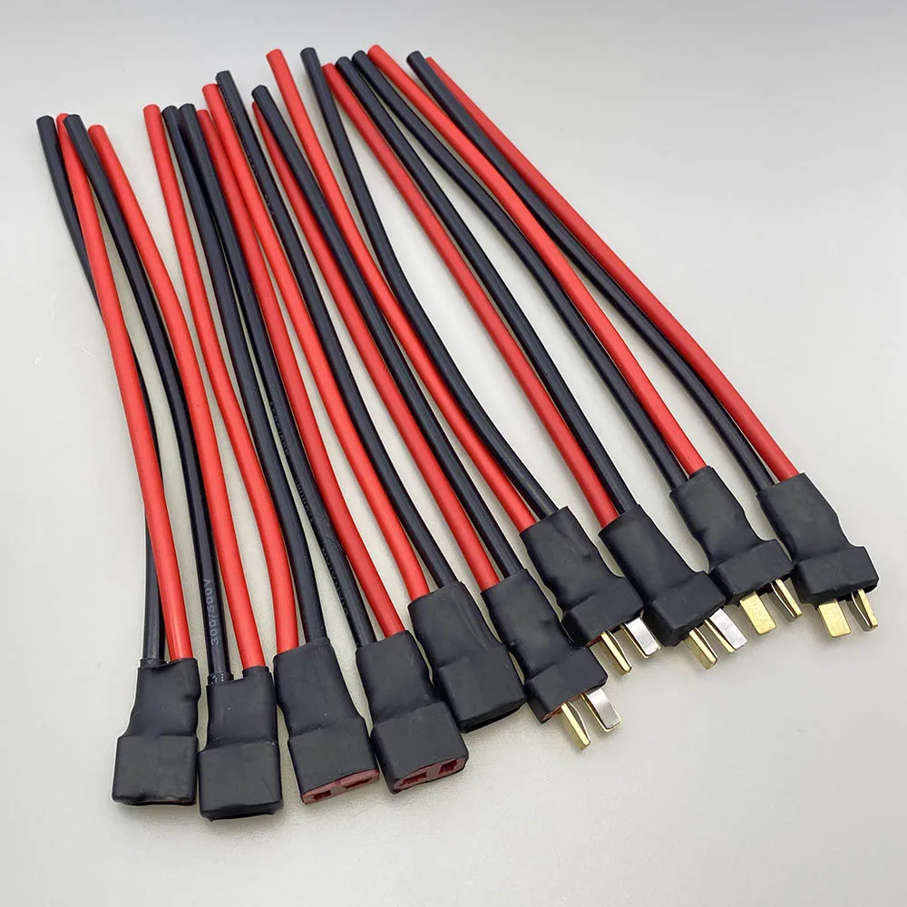 Cable de silicona para batería Lipo Rc, conector macho hembra estilo T, 1 piezas, Deans