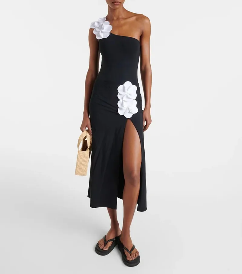 

Женский купальник-бретелька с 3D цветочным принтом, комплект из двух предметов, летнее боди блочного цвета, бикини, платье макси в пляжном стиле