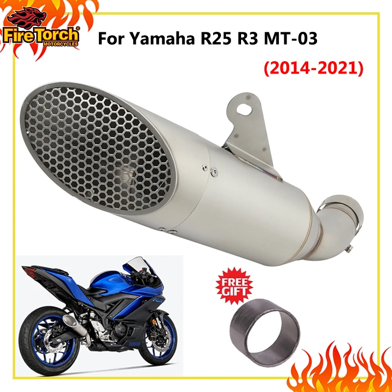 

Slip On For YAMAHA YZF-R3 YZF-R25 R3 R25 R 25 3 2014 - 2021 Motorcycle Exhaust System Mid Link Pipe System Escape Moto Muffler