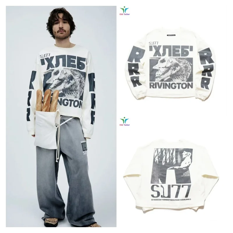 

RRR-123 25SS Graffiti Washed Hip-Hop Long-Sleeved T-Shirt Men's, Women's, Couples' Casual Oversized Tops