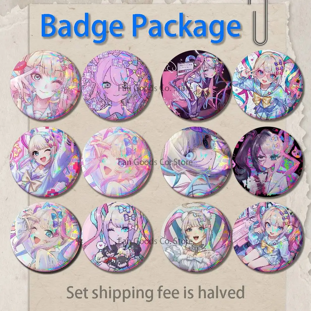 N-Needy Streamer O-Overload KAngel Tinplate 2-piece set Pins Backpack Cloth Accessories Round Brooch Button Badge Fan Collection