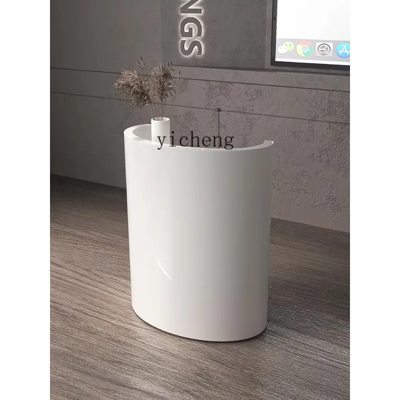 GZ-24 Lecture Desk Guide White Painted Reception Desk Small Speech Welcome Consultant Host Desk