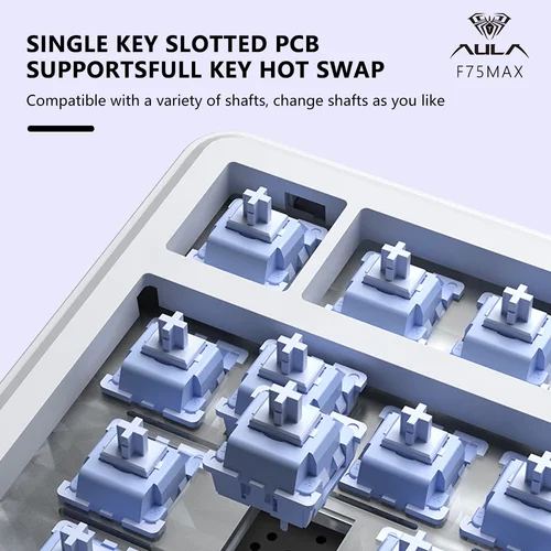 Imagen 2 del producto Teclado mecánico para juegos AULA F75 MAX, teclado deportivo RGB con cable/Bluetooth/2,4G, intercambiable en caliente, 75% con pantalla TFT para PC/Mac 