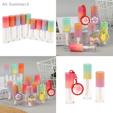 {MX} 4ml Gradient Lip Glaze Bottle With Keychain Empty Refillable Lipstick Gloss Tube Liquid Cosmetic Container Sample Dispenser