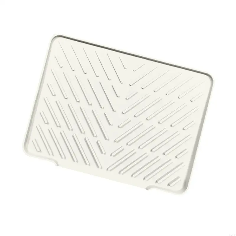 37ME Double Purpose Kitchen Drying Tray Having Side Barrier And Angled walkways For Rapid Water Drain Perfect For Counter