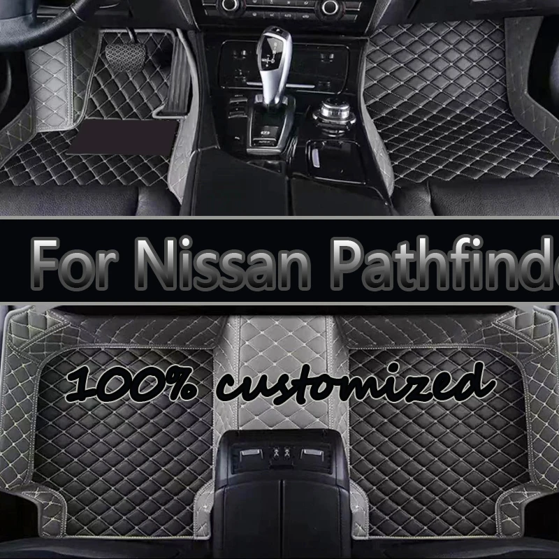 Car Floor Mats For Nissan Pathfinder R52 7seat 2014~2020 Auto Anti-dirt Pad leather Mat Rugs Pad Interior Parts Car Accessories