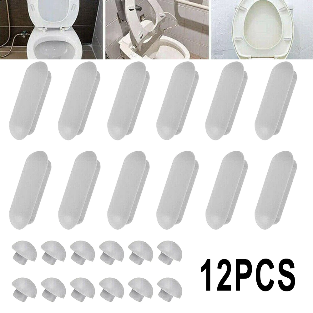 

12pcs Toilet Lid Plastic Antislip Gasket Toilet Seat Shock-Proof Buffers Cushion Rubber Pad Cover Bumper Shock Bathroom Fixtures