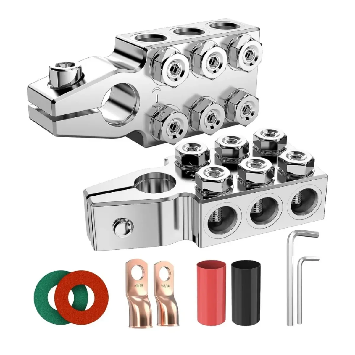 

Battery Terminal Connector Set 12-Way Battery Terminal Clip 8 to 4/0AWG Heavy Duty Aluminum Conical Top Post