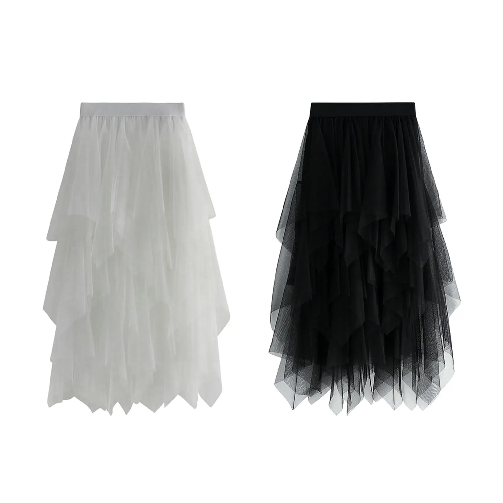 

Women Tulle Skirt, Mesh Elastic High Waist Layered Tutu Skirt, A Line Midi