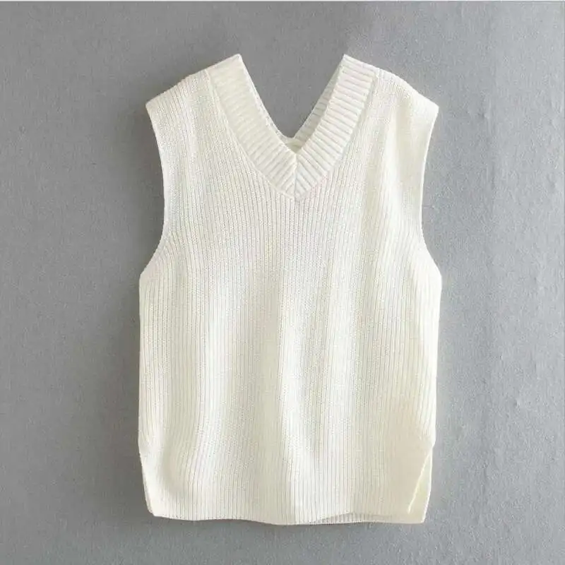 2025 Spring New Leisure Commuter V-Neck Outer Sweater Vest Female
