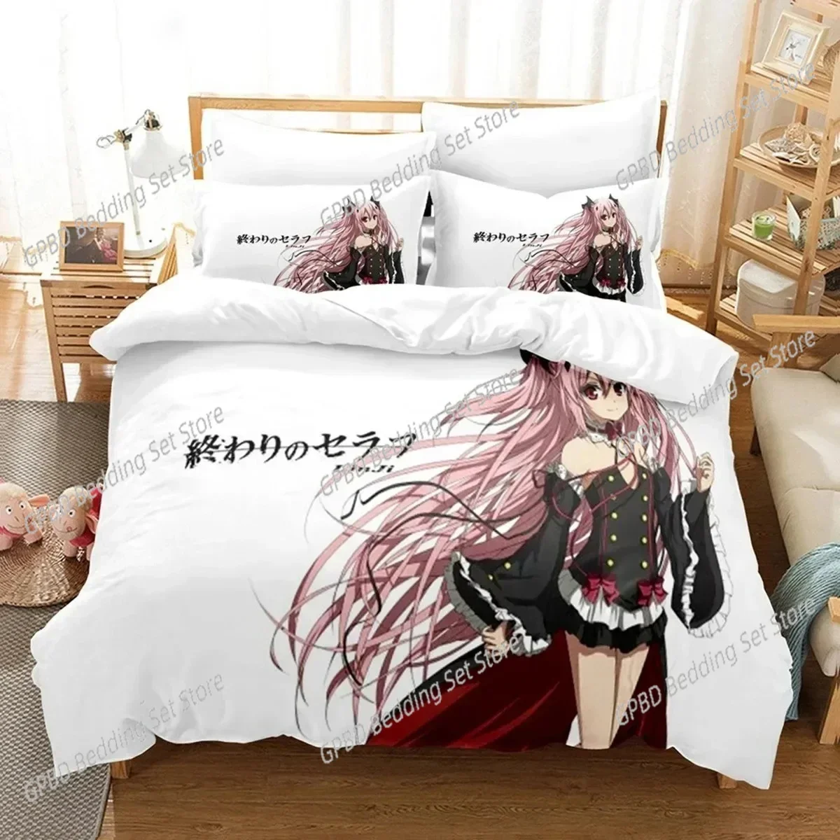 

Anime Seraph of the End Mikaela Bedding Set Single Twin Double Queen King Cal King Size Bed Linen Set