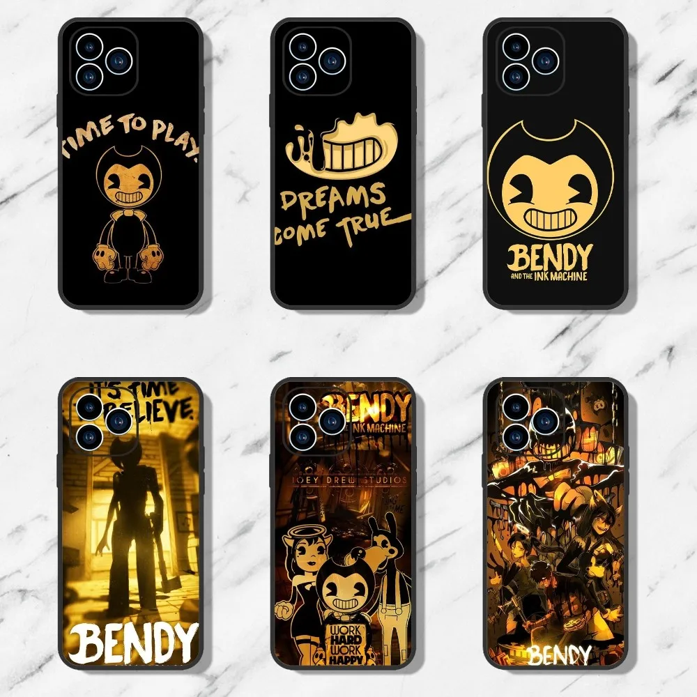 B-Bendy and The Ink M-Machine Game Phone Case For iPhone 11 12 13 14 15 Mini Pro Max Plus 8 xr xs Black Shell