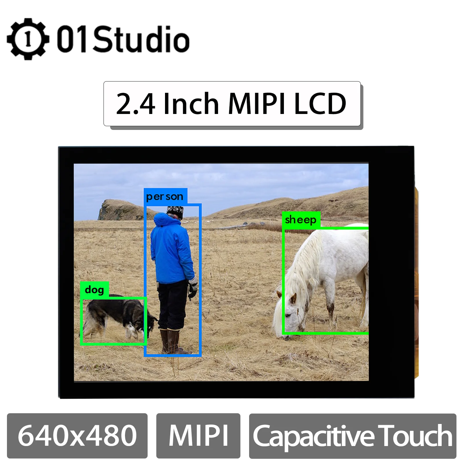

01Studio 3,5-дюймовый сенсорный экран MIPI для K230 mini AI, макетная плата Micropython Accersory