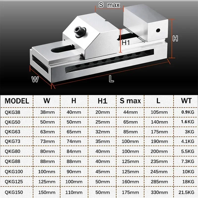 Quick Action Precision QKG38 Vise 1.5inch Bench Vise Combination Precision Tools Vice Clamp for CNC Milling Machine Vise