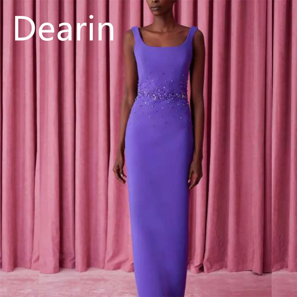 

Customized Prom Gown Formal Women Dearin Scoop Neckline Column Floor Length Skirts Vertically Bespoke Occasion Dresses Evening D