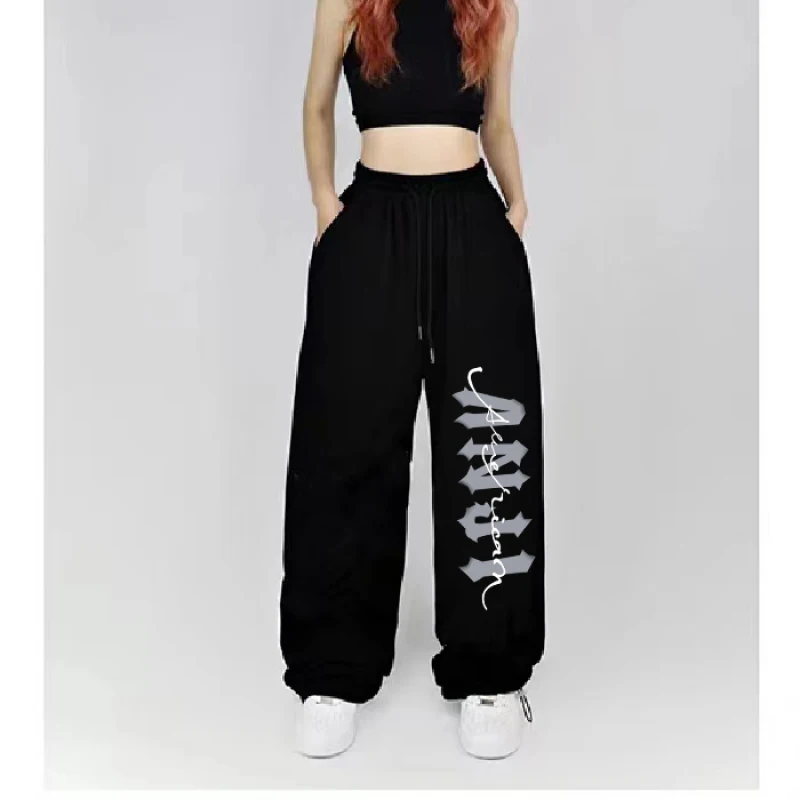 Pantaloni sportivi Vintage con stampa lettera Hip-hop donna American Y2K Streetwear pantaloni donna pantaloni lunghi con coulisse a vita alta