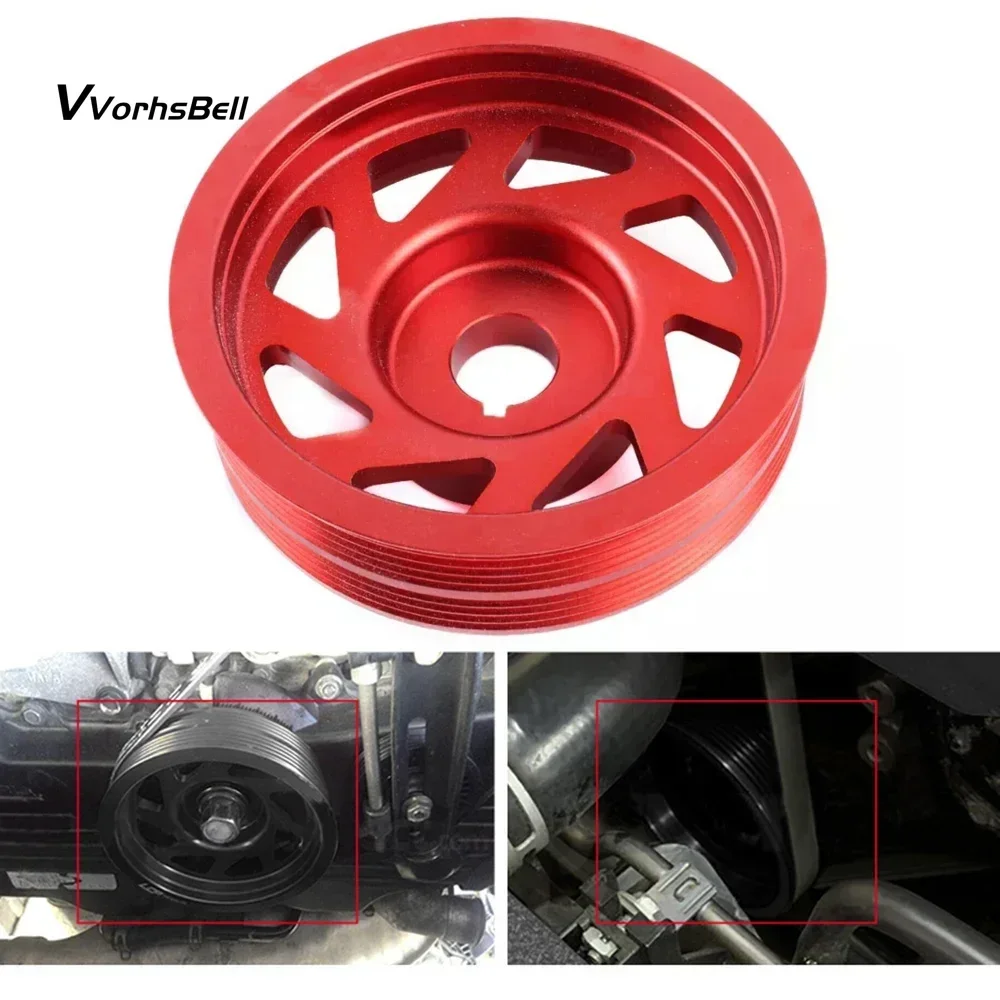 

Suitable for consumable parts of Subaru Impreza WRX STI cars. Red/black billet aluminum lightweight crankshaft crank pulley