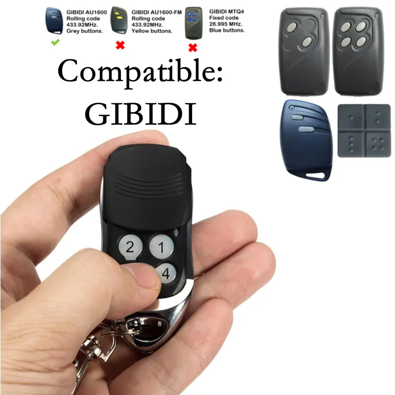 GIBIDI AU01590 AU1600 AU1610 AU1680 AU1810 DOMINO Garage Door Remote Control Keychain 433MHz Rolling Code