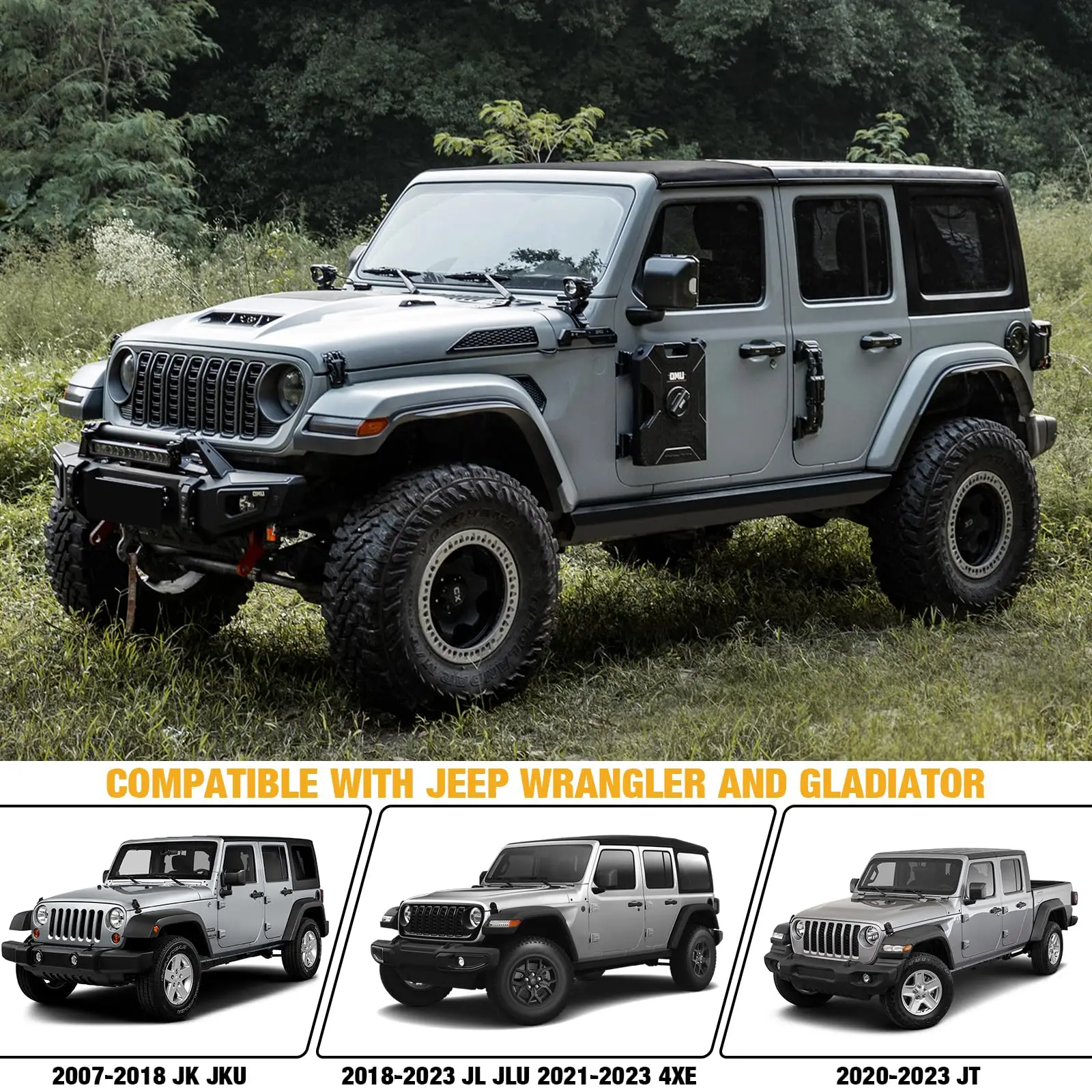 OMU 10L حاوية مفصلات الباب ومجموعة تثبيت لـ 2007-2024 جيب رانجلر JK JL JT لوحة دعم مع صنبور علبة تخزين المياه الاحتياطية #6