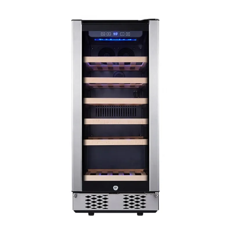 220V/110V Stainless Steel Glass Door Built-in Single Zone Thermostat Compressor Electric Wine Cooler