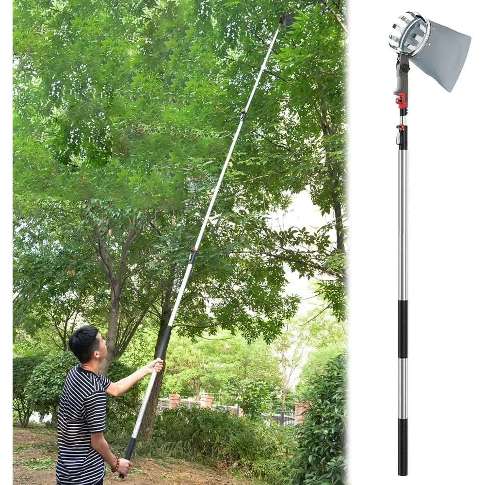 バスケット付き延長フルーツピッカー、アボカド、ドングリ、レモン、梨、マンゴーの収穫用に3～7m調節可能なポール